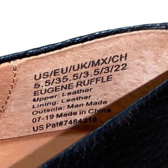 Gentle Souls Black Leather Eugene Ruffle Comfort Flats 5.5M New - Picture 7 of 8